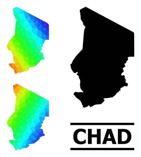 Mapa de color espectral Lowpoly de Chad con gradiente diagonal — Vector de stock