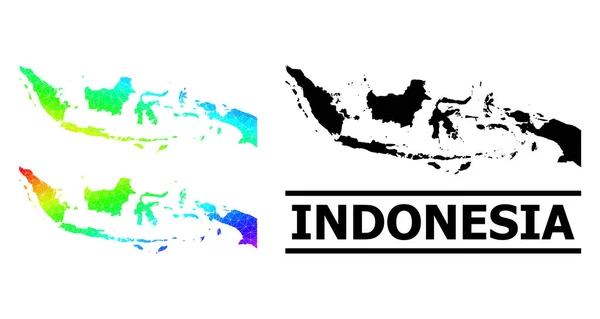 Triangle Filled Spectral Colored Map of Indonesia with Diagonal Gradient — стоковый вектор