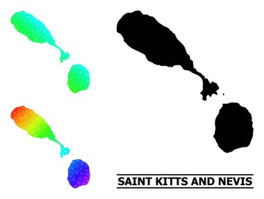 Çapraz Gradyan ile Lowpoly Saint Kitts ve Nevis Spektrum Haritası