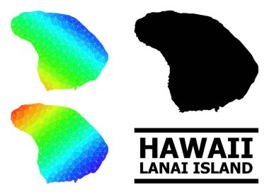 Lanai Adası 'nın Çapraz Gradyanlı Üçgen Renkli Haritası