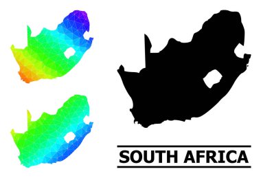 Çapraz Gradyan ile Güney Afrika Cumhuriyeti Lowpoly Gökkuşağı Haritası
