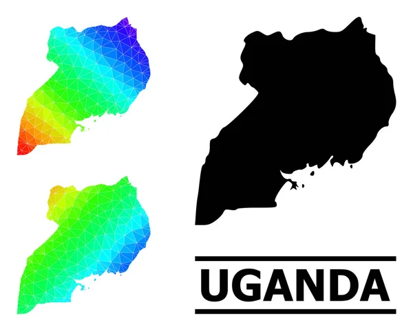 Polygonal Spectrum Map of Uganda with Diagonal Gradient — Stockvektor
