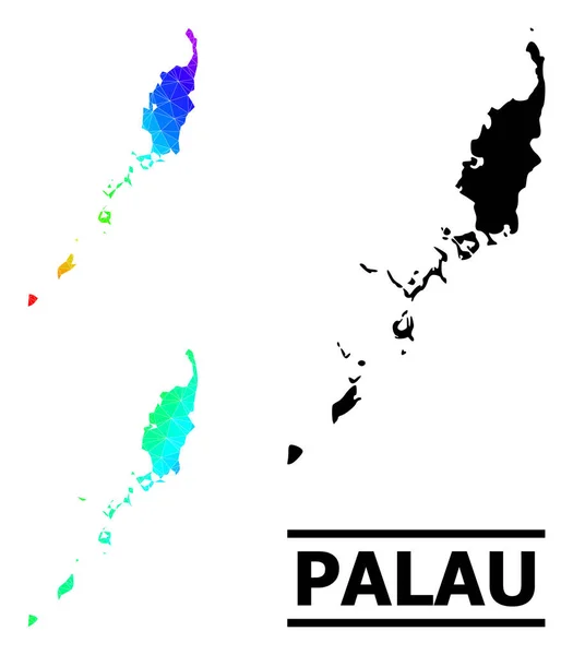 Lowpoly Spectral Colored Map of Palau Islands with Diagonal Gradient — Stockvector