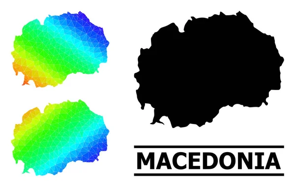 Lowpoly-Spektrum-Karte von Mazedonien mit diagonalem Verlauf — Stockvektor