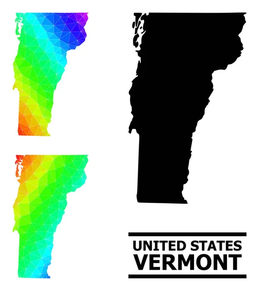 Lowpoly Spectrum Map of Vermont State with Diagonal Gradient — стоковый вектор