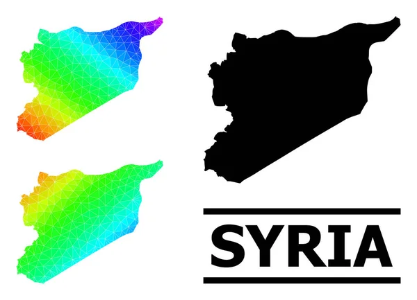 Triangle Filled Rainbow Map of Syria with Diagonal Gradient — 스톡 벡터
