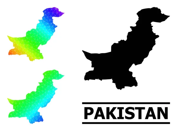 Lowpoly Spectral Colored Map of Pakistan with Diagonal Gradient — Vetor de Stock
