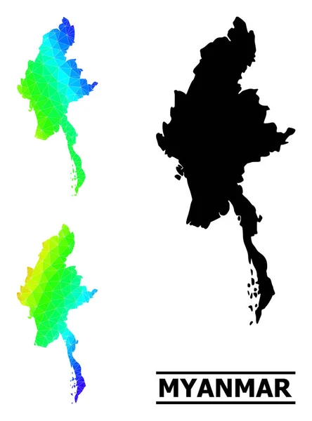 Triangle Filled Spectrum Map of Myanmar with Diagonal Gradient — стоковый вектор