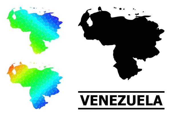 Mapa Arco Iris Poligonal de Venezuela con Gradiente Diagonal — Vector de stock