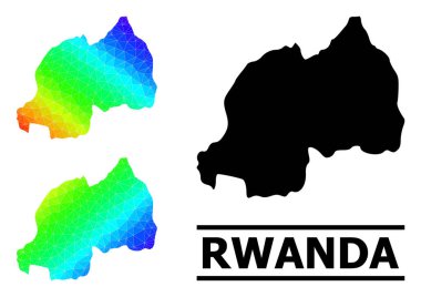 Ruanda Gökkuşağı Haritası Üçgen Gradyan ile Dolu