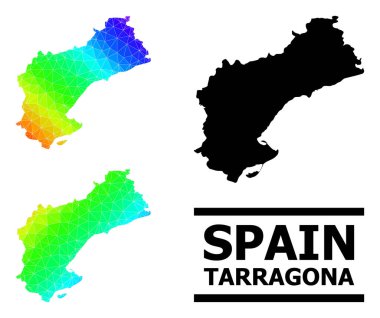 Tarragona Eyaleti Lowpoly Gökkuşağı Haritası Çapraz Gradyan