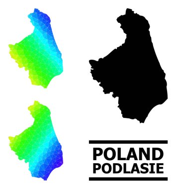 Çapraz Gradyan ile Podlasie Eyaleti Lowpoly Spectral Renkli Haritası