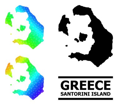 Santorini Adasının Çapraz Gradyanlı Çokgen Renkli Haritası