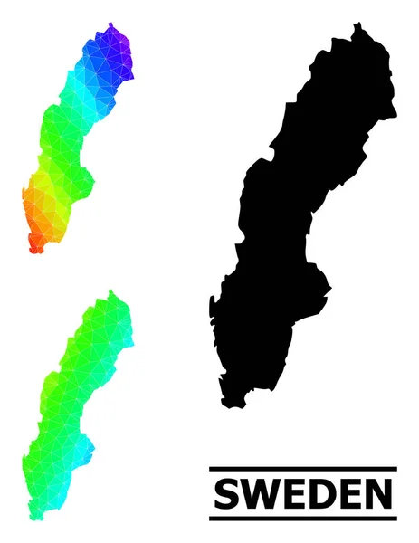 Carte Lowpoly Rainbow de la Suède avec dégradé diagonal — Image vectorielle