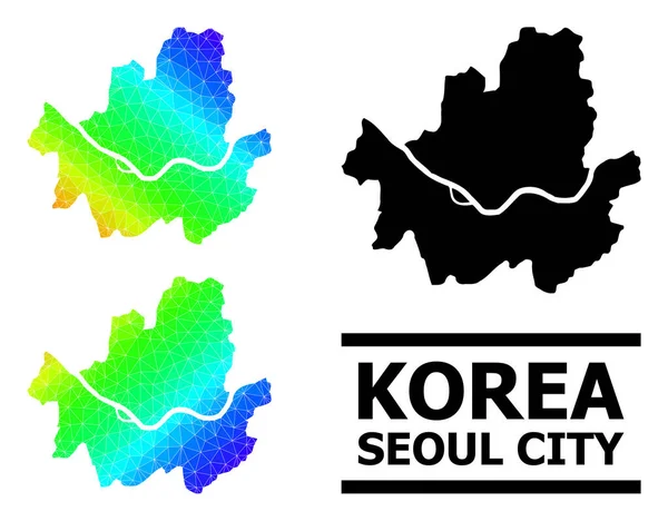 Polygonal Rainbow Map of Seoul Municipality with Diagonal Gradient — Stock vektor