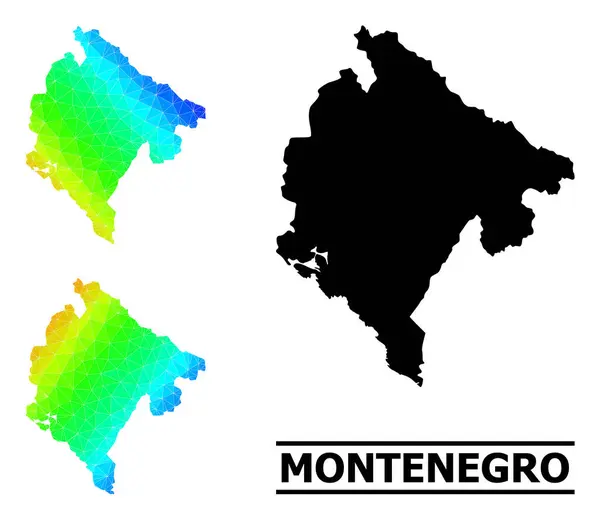 Mapa Arco Iris Poligonal de Montenegro con Gradiente Diagonal — Vector de stock