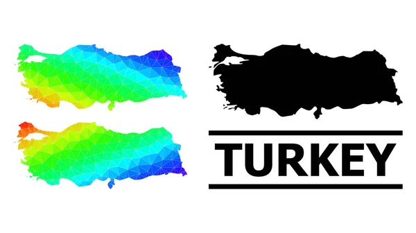 Polygonale Regenbogenkarte der Türkei mit diagonalem Verlauf — Stockvektor