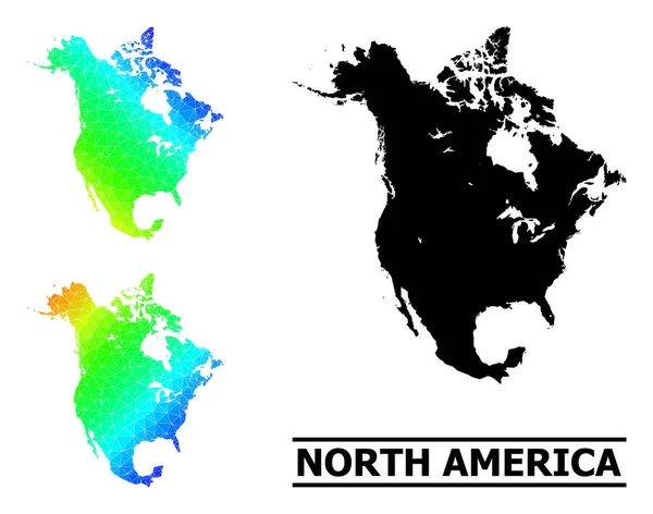Polygonal Spectral Kolorowa mapa Ameryki Północnej z ukośnym gradientem — Wektor stockowy