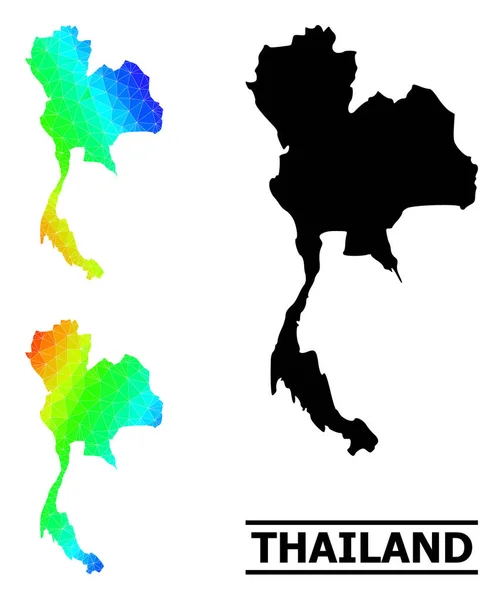 Polygonal Spectral Colored Map of Thailand with Diagonal Gradient — Stock Vector