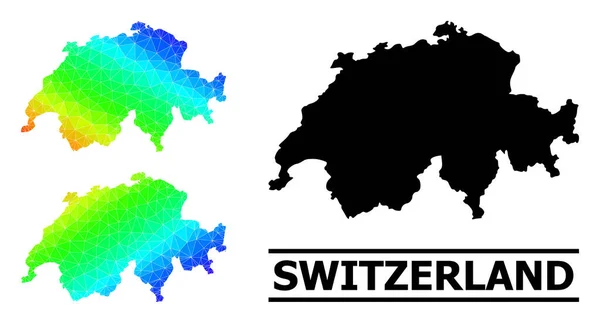 Triangle Filled Spectral Colored Map of Switzerland with Diagonal Gradient — стоковый вектор