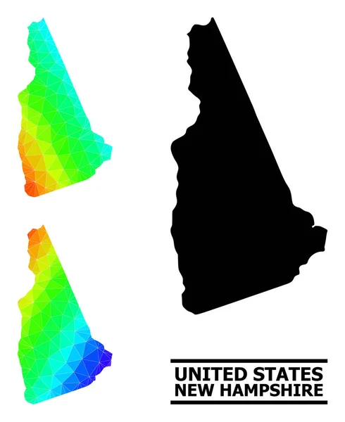 Polygonal Spectral Colored Map of New Hampshire State with Diagonal Gradient — стоковый вектор