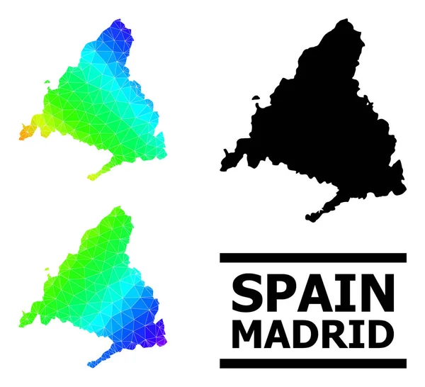 Polygonal Rainbow Map of Madrid Province with Diagonal Gradient — Vettoriale Stock