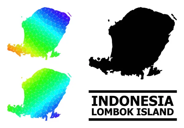 Mapa del espectro lleno de triángulo de la isla Lombok con gradiente diagonal — Archivo Imágenes Vectoriales
