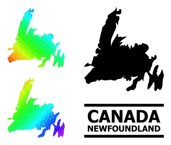 Lowpoly Spectrum Map of Newfoundland Island with Diagonal Gradient — стоковый вектор