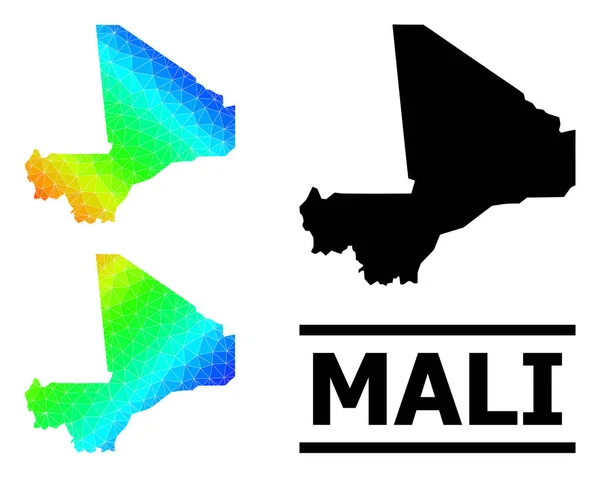 Mapa del espectro Lowpoly de Malí con gradiente diagonal — Vector de stock