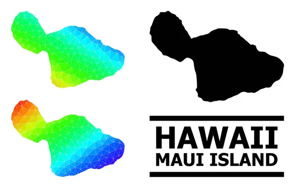 Mapa del espectro poligonal de la isla de Maui con gradiente diagonal — Vector de stock
