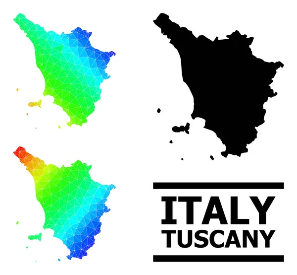 Lowpoly Spectral Mappa colorata della regione Toscana con gradiente diagonale — Vettoriale Stock