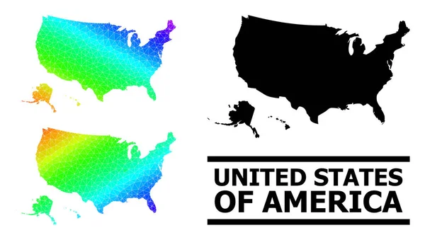 Triangle Filled Rainbow Map of USA Territories with Diagonal Gradient — стоковый вектор