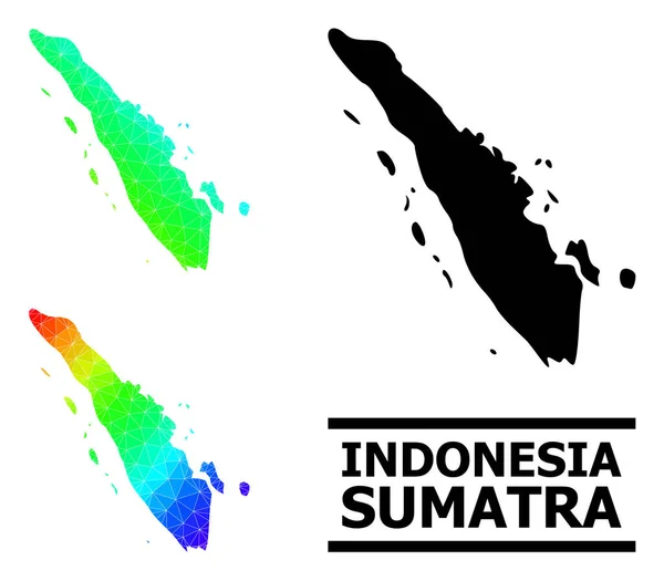 Dreiecksgefüllte Spektrum-Karte der Insel Sumatra mit diagonalem Verlauf — Stockvektor