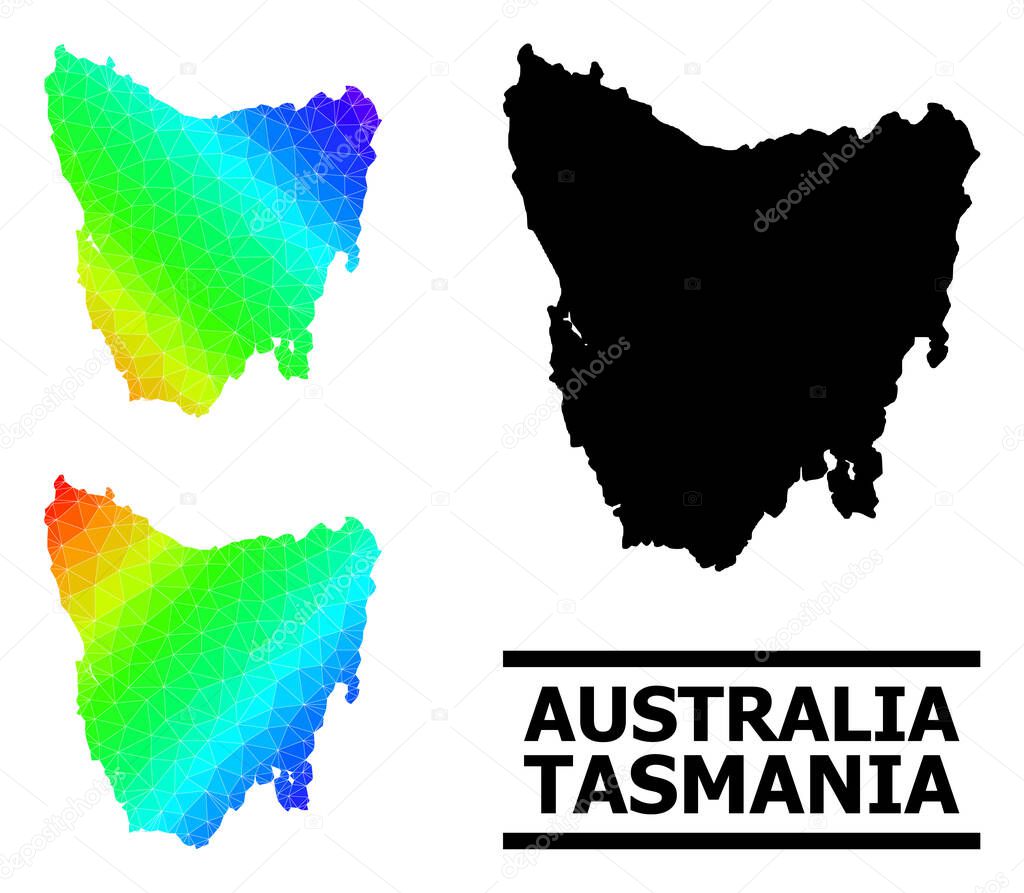 Polygonal Spectral Colored Map of Tasmania Island with Diagonal Gradient