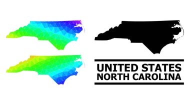 Kuzey Carolina eyaletinin Çapraz Gradyanı ile Lowpoly Gökkuşağı Haritası