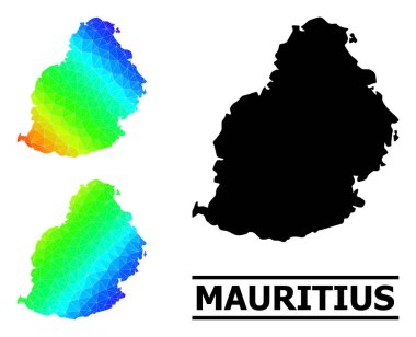 Mauritius Adasının Çapraz Gradyanlı Üçgen Renkli Haritası