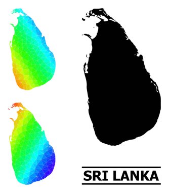Çapraz Eğimli Sri Lanka Çokgen Gökkuşağı Haritası
