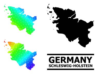 Schleswig-Holstein eyaleti Lowpoly Gökkuşağı Haritası Çapraz Gradyan