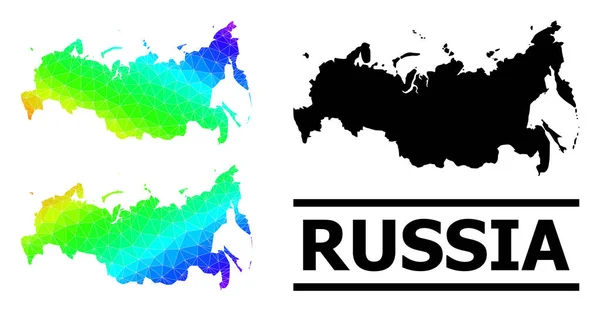 Τρίγωνο Γεμάτο ουράνιο τόξο Χάρτης της Ρωσίας με διαγώνια διαβαθμίσεις — Διανυσματικό Αρχείο