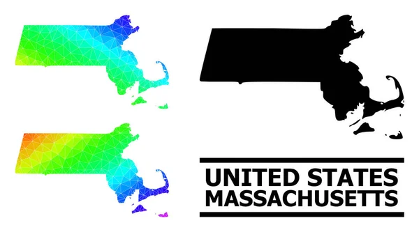 Polygonal Spectral Colored Map of Massachusetts State with Diagonal Gradient — Vector de stock