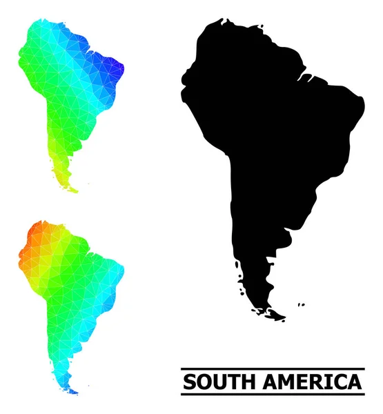 Lowpoly Spectrum Map of South America with Diagonal Gradient — Stock Vector