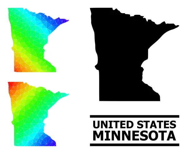 Polygonal Spectrum Map of Minnesota State with Diagonal Gradient — Vettoriale Stock