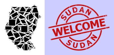 Yuvarlak desenli Hoşgeldin damgalı basit Geometrik Sudan Mozaik Haritası