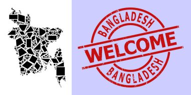 Basit Geometrik Bangladeş Mozaik Haritası Yuvarlak desenli Hoş Geldiniz Yazıcısı