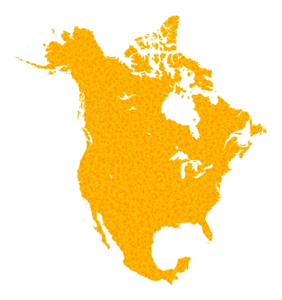 Golden Vector Karta över Nordamerika — Stock vektor