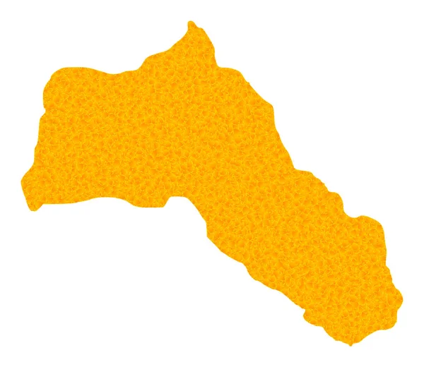 Goldene Vektorkarte von Kurdistan — Stockvektor