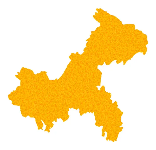 Gold Vector Map of Chongqing Municipality — 스톡 벡터