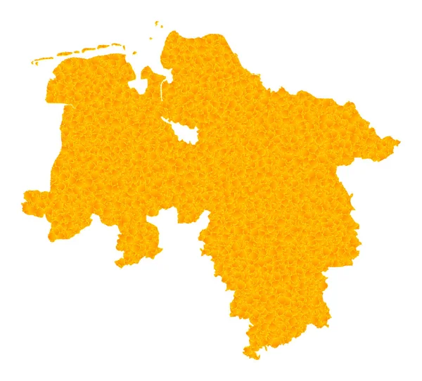 Golden Vector Map of Lower Saxony State — Stock Vector