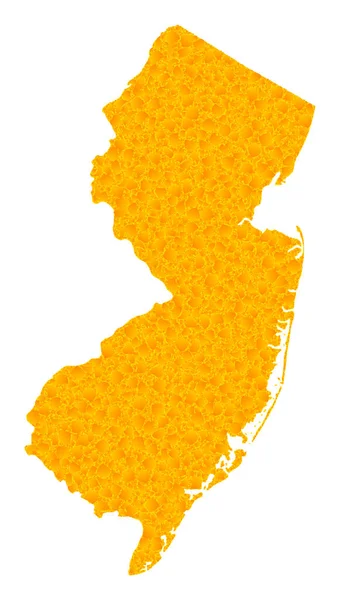 Golden Vector Kaart van New Jersey State — Stockvector