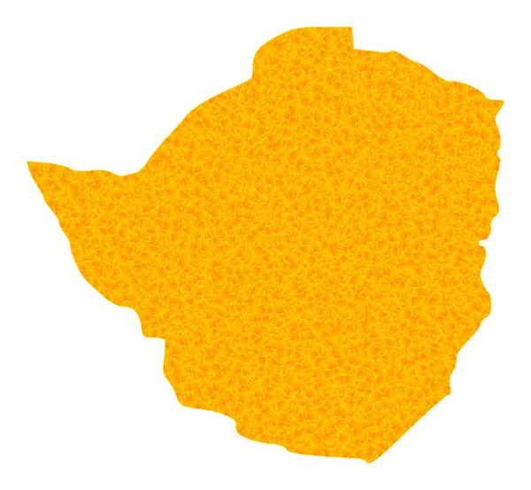 ジンバブエの金ベクトル地図 — ストックベクタ